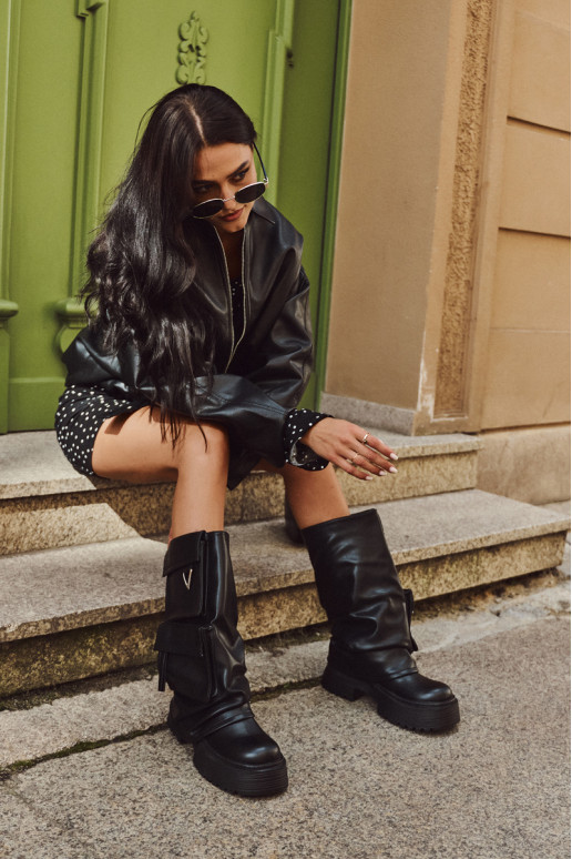 voodriga Slip-on naiste pika säärega saapad platvormiga Taskutega msuud Clarinda