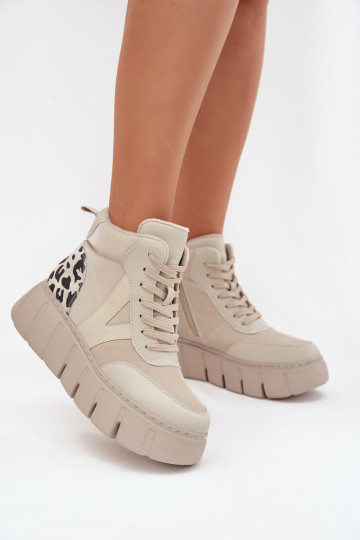 Vinceza 66838 beežid nahksoojad naiste saapad platvormiga 2