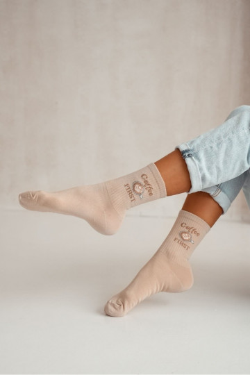 Sokid Pealiste omad Coffee FIRST beeži värvi