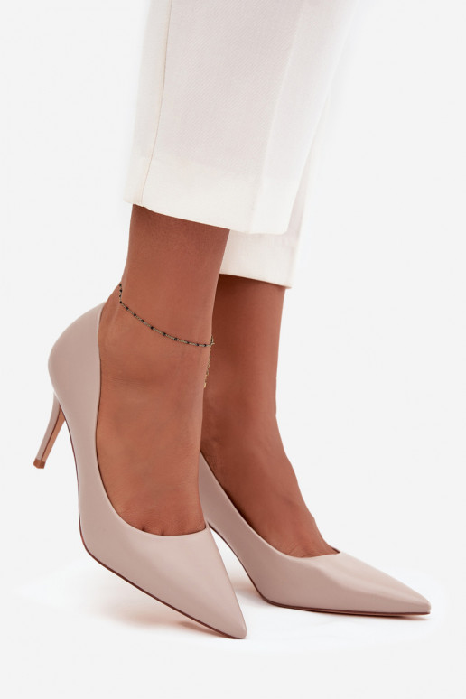 kõrge kontsaga Pealiste omad eko-nahast beeži värvi Sivana