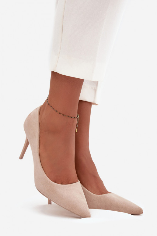 kõrge kontsaga Pealiste omadEco Suedeu beeži värvi Elvessa