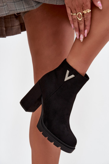 Pealiste poolsaapad voodriga kõrge jämeda kontsaga Koos Ornate Detalem msuud Briella 2