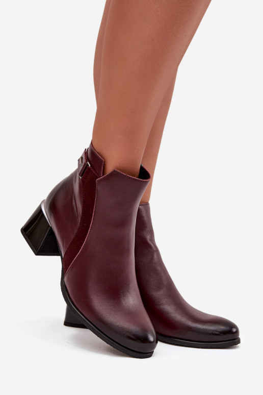 Pealhk Pealiste poolsaapad kõrge jämeda kontsaga voodriga Zazoo 60563 bordoo-värvi Pealhk Pealiste poolsaapad kõrge jämeda kontsaga voodriga Zazoo 60563 bordoo-värvi