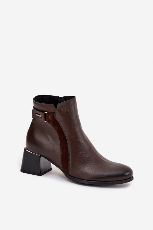 Pealhk Pealiste poolsaapad kõrge jämeda kontsaga voodriga Zazoo 60563 Czekoladosissee