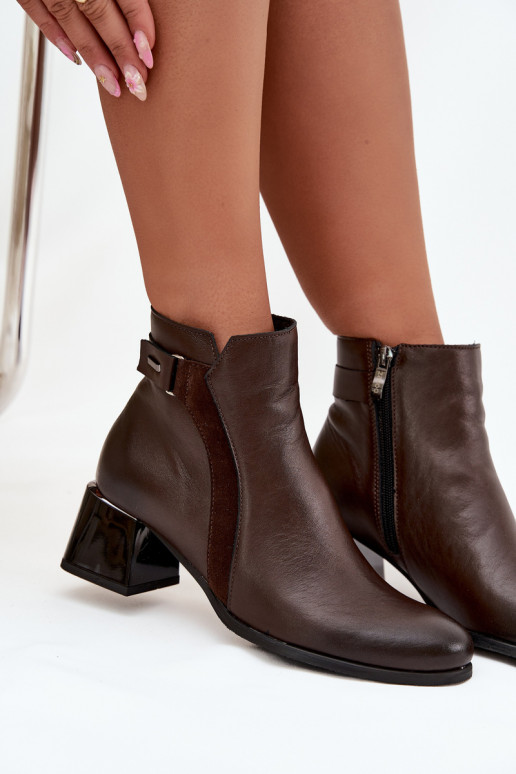 Pealhk Pealiste poolsaapad kõrge jämeda kontsaga voodriga Zazoo 60563 Czekoladosissee