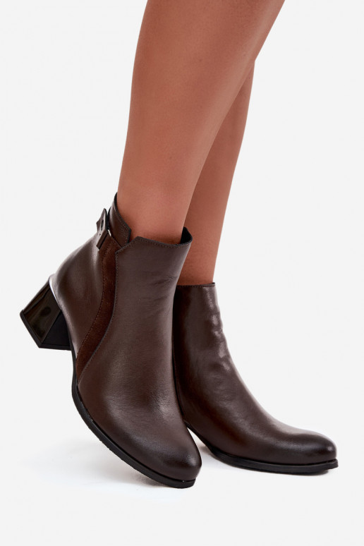 Pealhk Pealiste poolsaapad kõrge jämeda kontsaga voodriga Zazoo 60563 Czekoladosissee