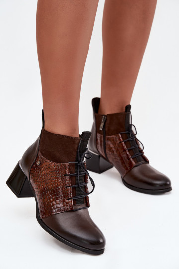 Zazoo 60503 Pealhk Pealiste poolsaapad kõrge jämeda kontsaga voodriga Czekoladosissee