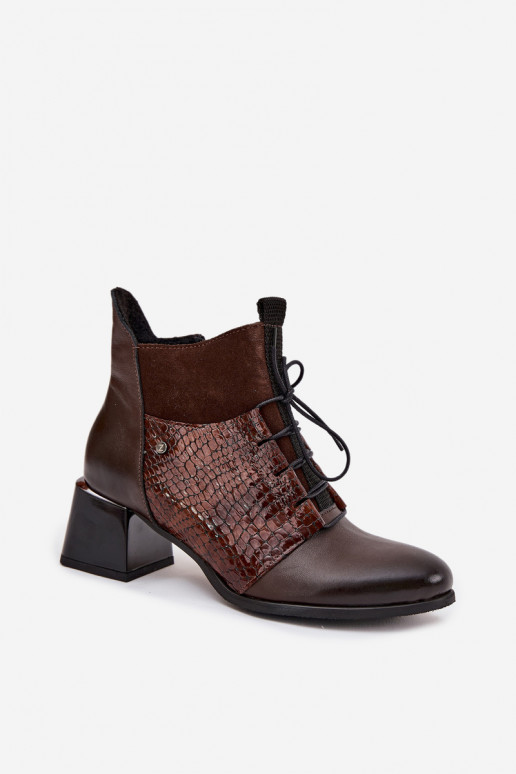 Zazoo 60503 Pealhk Pealiste poolsaapad kõrge jämeda kontsaga voodriga Czekoladosissee