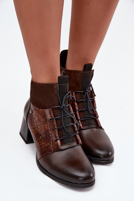 Zazoo 60503 Pealhk Pealiste poolsaapad kõrge jämeda kontsaga voodriga Czekoladosissee