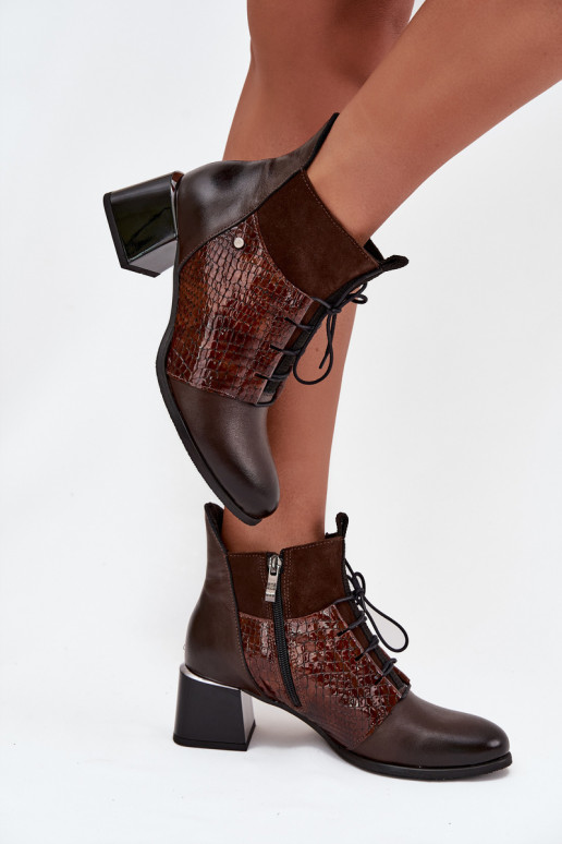 Zazoo 60503 Pealhk Pealiste poolsaapad kõrge jämeda kontsaga voodriga Czekoladosissee