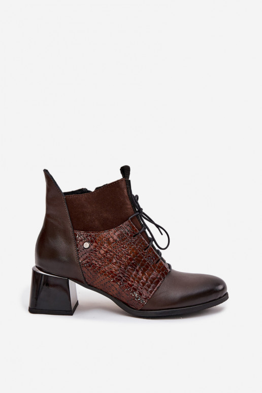 Zazoo 60503 Pealhk Pealiste poolsaapad kõrge jämeda kontsaga voodriga Czekoladosissee