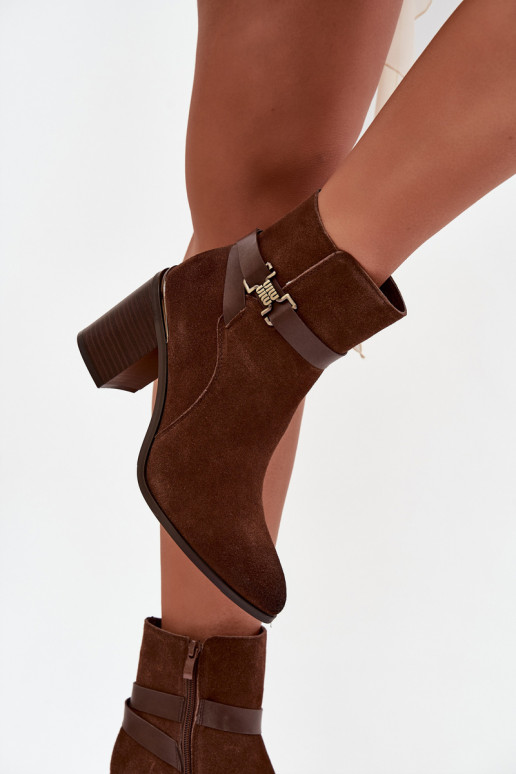 Pealiste poolsaapadPealturalnego seemisnakhsedu kõrge jämeda kontsaga voodriga Sergio Leone BT25384-S pruunid värvi