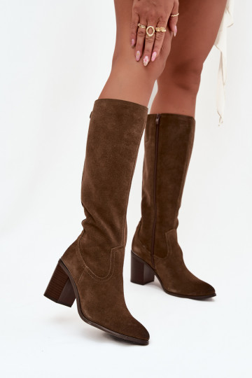 naiste pika säärega saapadPealturalnego seemisnakhsedu voodriga Obcas Słupek Sergio Leone KZ25668-S Rohelist värvi