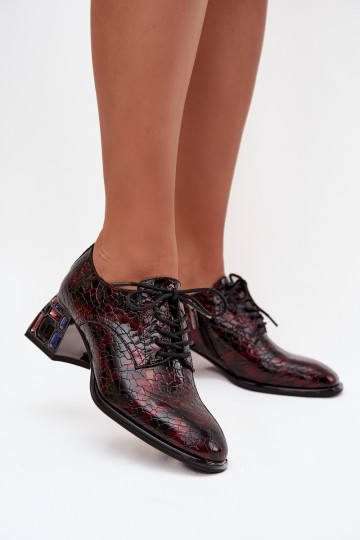 Stiilsed jalanõud Pealiste omad kõrge jämeda kontsaga kristallidega Artiker 57C0073 bordoo-värvi