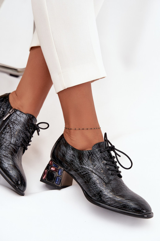 Stiilsed jalanõud Pealiste omad kõrge jämeda kontsaga kristallidega Artiker 57C0072 Halli värvi