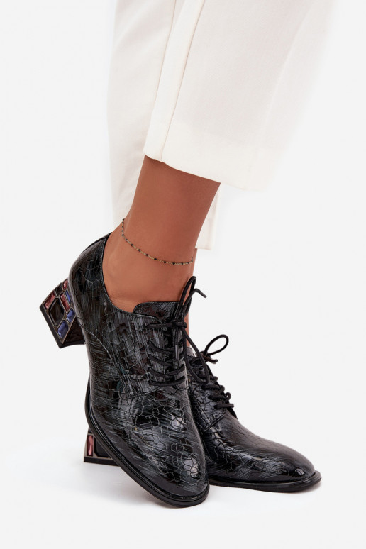 Stiilsed jalanõud Pealiste omad kõrge jämeda kontsaga kristallidega Artiker 57C0072 Halli värvi