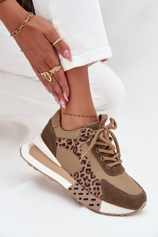 Pealhk Sneakers tüüpi jalanõud Pealiste omad platvormiga leopardimustriga Artiker 55C0089 pruunid värvi