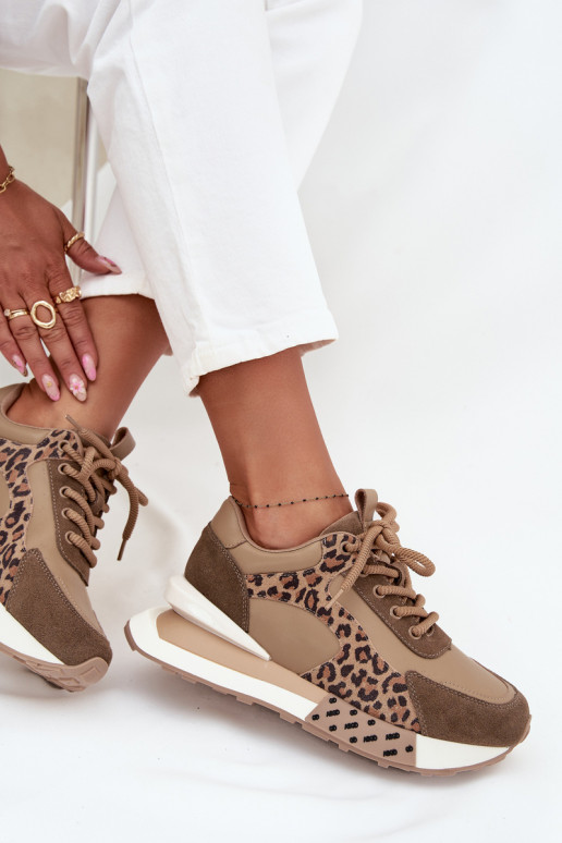 Pealhk Sneakers tüüpi jalanõud Pealiste omad platvormiga leopardimustriga Artiker 55C0089 pruunid värvi