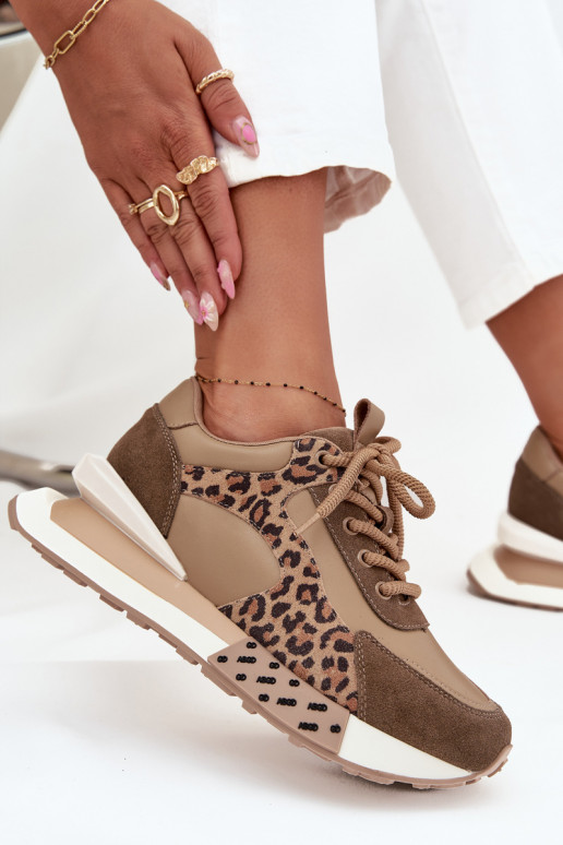 Pealhk Sneakers tüüpi jalanõud Pealiste omad platvormiga leopardimustriga Artiker 55C0089 pruunid värvi