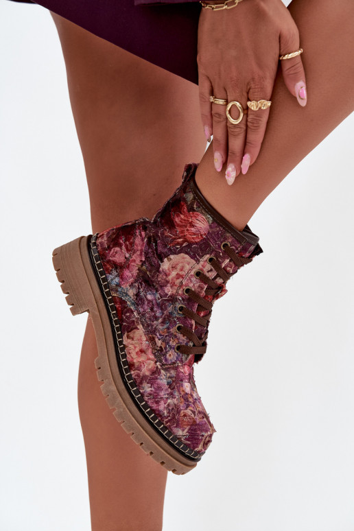 Mustriline Pealiste poolsaapad voodriga Artiker 57C1055 bordoo-värvi