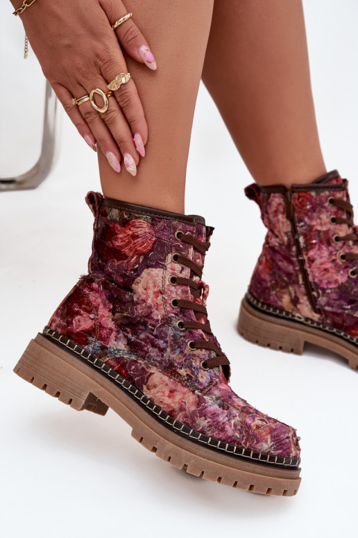 Mustriline Pealiste poolsaapad voodriga Artiker 57C1055 bordoo-värvi