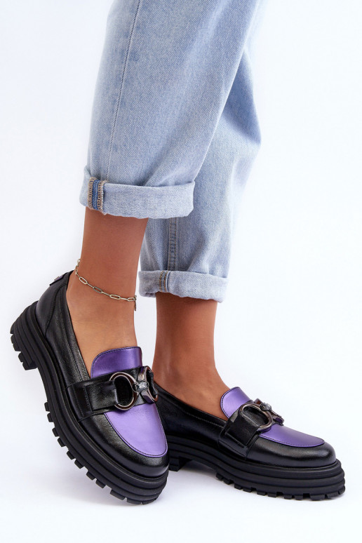 Tugeva tallaga nahast poolsaapad Must-Violetne värv Elkiza