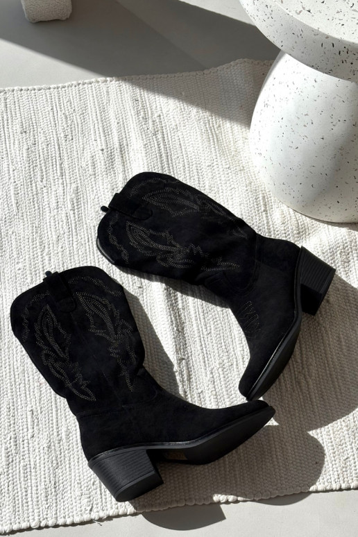 naiste kõrged cowboy-stiilis saapad kontsadega soojendatud Vinceza 16508 musta värvi naiste kõrged cowboy-stiilis saapad kontsadega soojendatud Vinceza 16508 musta värvi