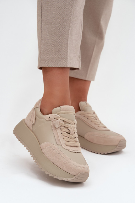 Pealhk Sneakers tüüpi jalanõud Pealiste omad platvormiga Artiker 55C0021 beeži värvi