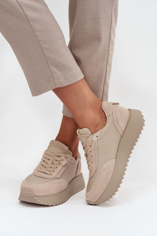 Pealhk Sneakers tüüpi jalanõud Pealiste omad platvormiga Artiker 55C0021 beeži värvi