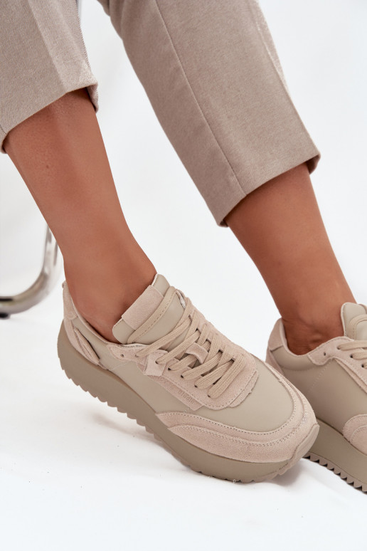 Pealhk Sneakers tüüpi jalanõud Pealiste omad platvormiga Artiker 55C0021 beeži värvi