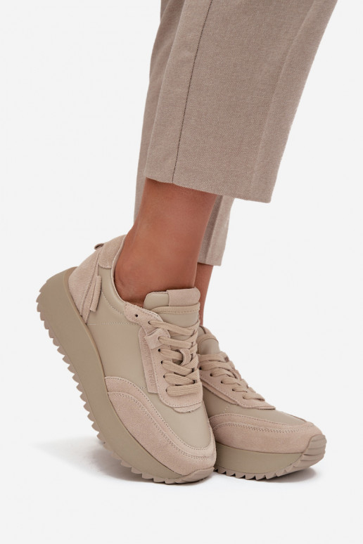 Pealhk Sneakers tüüpi jalanõud Pealiste omad platvormiga Artiker 55C0021 beeži värvi
