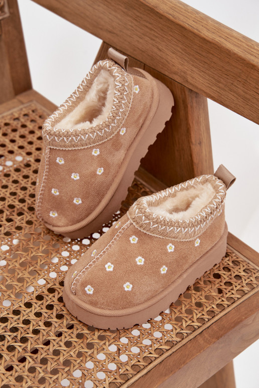 nööpidega lumesaapad Laste jalanõudLilluszkami voodriga karusnahaga beeži värvi Palina