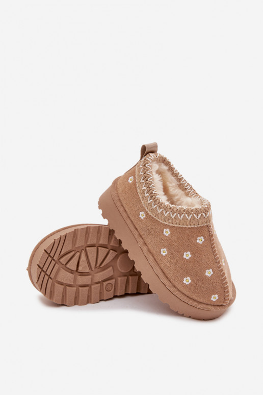 nööpidega lumesaapad Laste jalanõudLilluszkami voodriga karusnahaga beeži värvi Palina