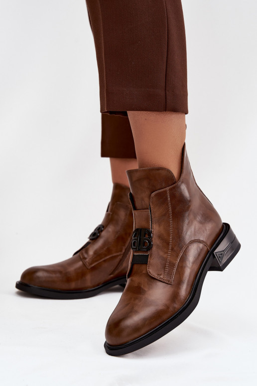 voodriga Pealhk Pealiste poolsaapad Koos Ornate Detalem pruunid värvi Briselda