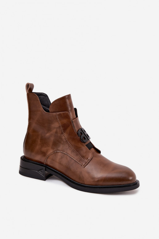 voodriga Pealhk Pealiste poolsaapad Koos Ornate Detalem pruunid värvi Briselda