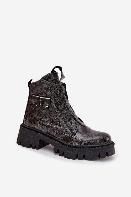 Pealhk Laque Pealiste poolsaapad kaunistustega voodriga Artiker 57C2081 halli värvi