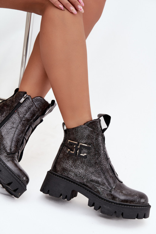 Pealhk Laque Pealiste poolsaapad kaunistustega voodriga Artiker 57C2081 halli värvi