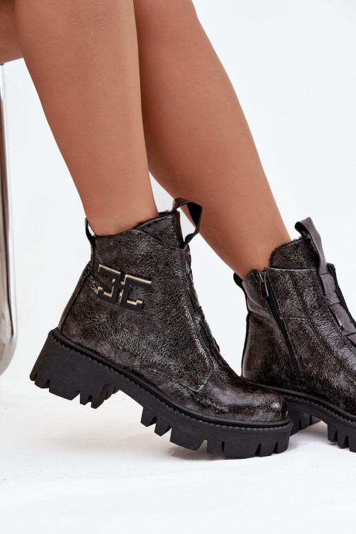 Pealhk Laque Pealiste poolsaapad kaunistustega voodriga Artiker 57C2081 halli värvi