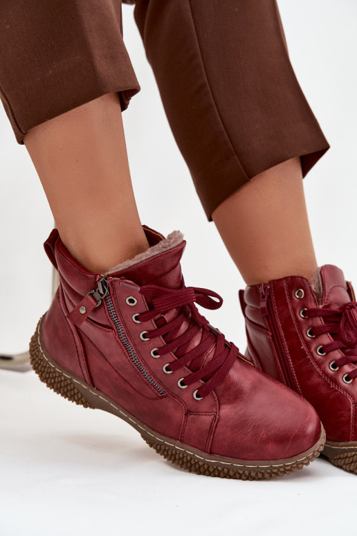 Pealiste poolsaapad voodriga karusnahaga eko-nahast bordoo-värvi Ulverina