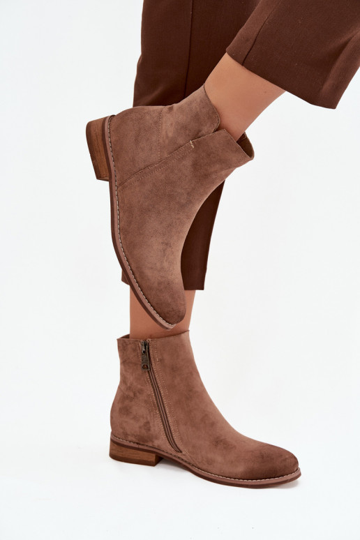 Pealiste poolsaapad laiade nööridega Vinceza 39961 pruunid värvi