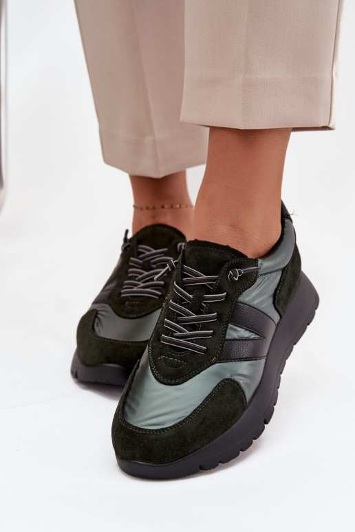 Sneakers tüüpi jalanõud Pealiste omad platvormiga Vinceza 58561 khakivärvi