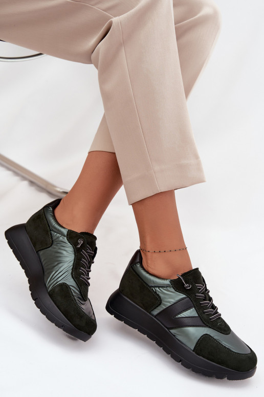 Sneakers tüüpi jalanõud Pealiste omad platvormiga Vinceza 58561 khakivärvi