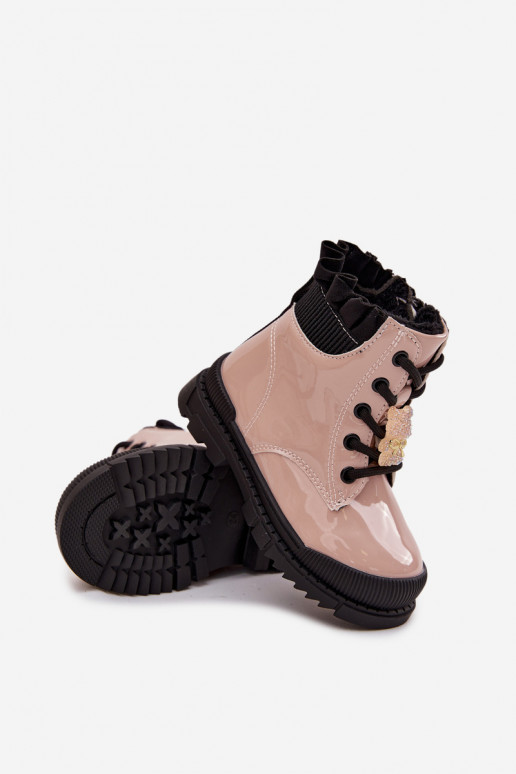 Laque Pealiste poolsaapad Laste jalanõud voodrigaPrzypinką Karu beeži värvi Fionessa Laque Pealiste poolsaapad Laste jalanõud voodrigaPrzypinką Karu beeži värvi Fionessa