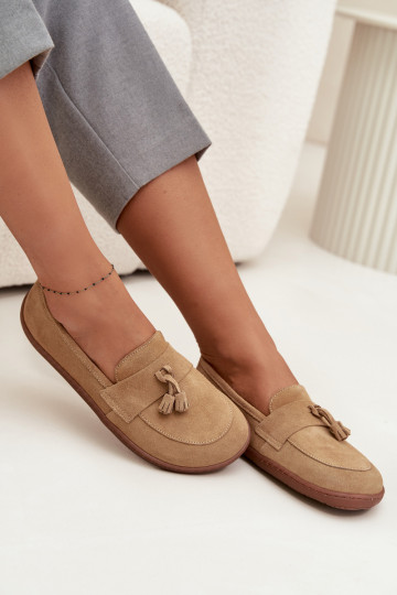 Pealhk Seemisnahast mokassiinid Typu Barefoot Zazoo 322 beeži värvi