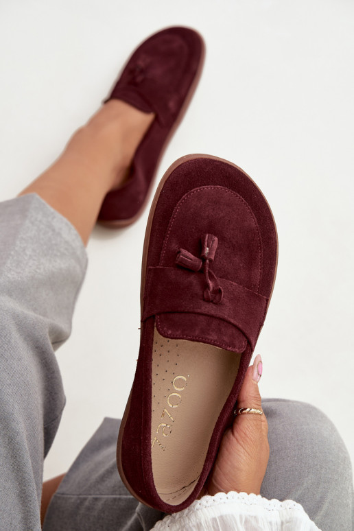 Pealhk Seemisnahast mokassiinid Typu Barefoot Zazoo 322 bordoo-värvi