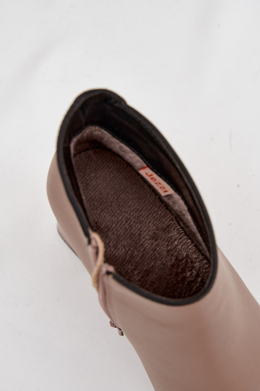 Pealhk Pealiste poolsaapad voodriga kõrge jämeda kontsaga beeži värvi Ivessara