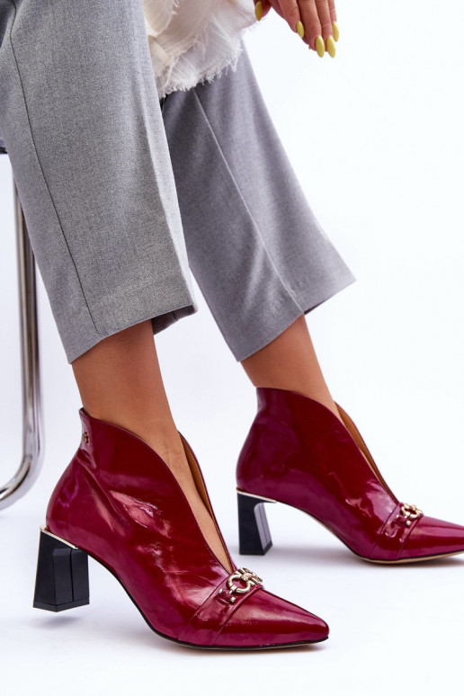 Pealhk Pealiste poolsaapad kõrge jämeda kontsaga Sellel onciejka 05262-15 tumeroosad värvi