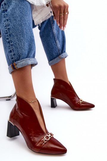 Pealhk Pealiste poolsaapad kõrge jämeda kontsaga Sellel onciejka 05262-02 pruunid värvi