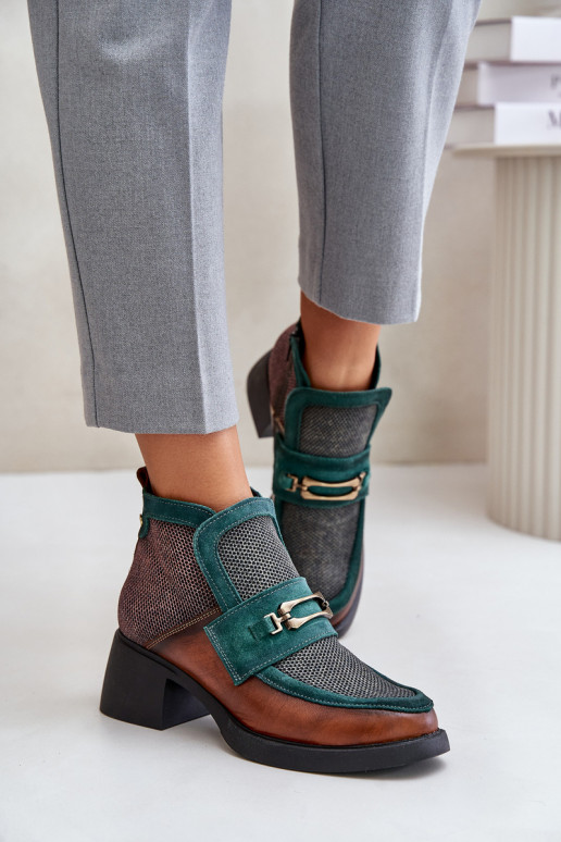 Pealhk Pealiste poolsaapad Sellel onssiivsetel kontsadel kaunistustega Sellel onciejka A6747-29 pruunid värvi-Rohelist värvi Pealhk Pealiste poolsaapad Sellel onssiivsetel kontsadel kaunistustega Sellel onciejka A6747-29 pruunid värvi-Rohelist värvi