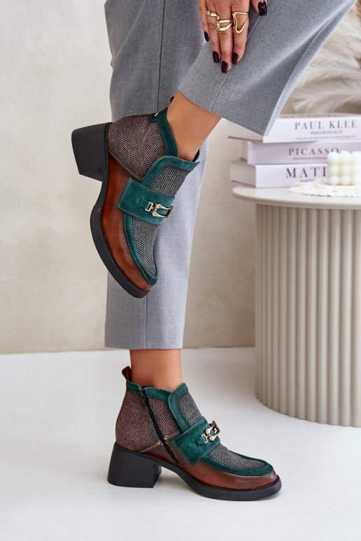 Pealhk Pealiste poolsaapad Sellel onssiivsetel kontsadel kaunistustega Sellel onciejka A6747-29 pruunid värvi-Rohelist värvi Pealhk Pealiste poolsaapad Sellel onssiivsetel kontsadel kaunistustega Sellel onciejka A6747-29 pruunid värvi-Rohelist värvi